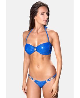 Monaco | Maillot de bain string bikini métallisé bleu indigo