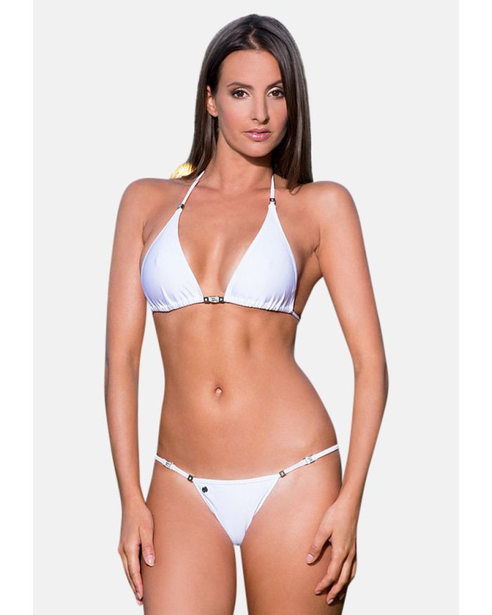 Maillot de bain tanga string bikini brésilien blanc Hawaii